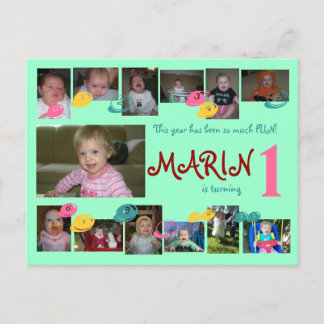 1. Geburtstag 12 Monate Foto Postkarte
