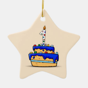 1. Geburtstag, 1. Geburtstag, auf Sweet Blue Cake Keramik Ornament