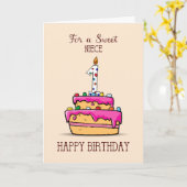 1. Geburtstag, 1. Geburtstag auf Sweet Pink Cake Karte (Gelbe Blume)