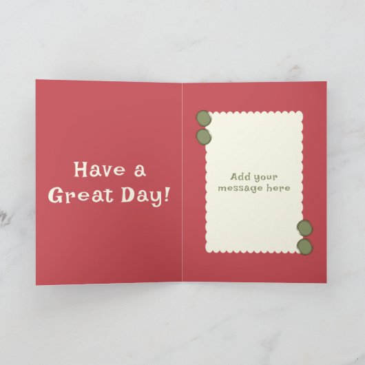 1. Geburtstag 1 heute fügen Fotoname rot grün Karte (Innenseite)