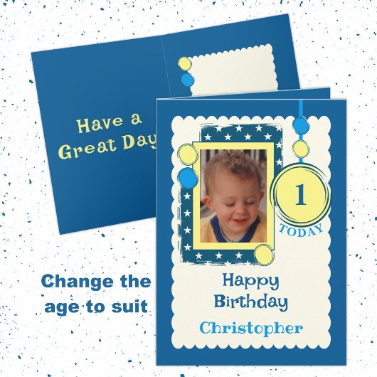 1. Geburtstag 1 heute geben Sie den Fotonamen blau Karte