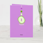 1. Geburtstag 1 heute niedliches Hanggrün lila Karte (Rückseite)