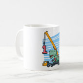 1. Geburtstag 1 Jahr Mobilkrane Dinosaurier Kaffeetasse (Vorderseite Links)