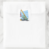 1. Geburtstag 1 Jahr Mobilkrane Dinosaurier Quadratischer Aufkleber (Tasche)