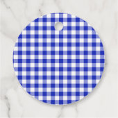 1. Geburtstag 3 Glitter-Ballons & Blau Gingham Geschenkanhänger (Rückseite)