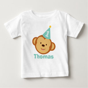 1. Geburtstag Affenjunge mit Personalisiertem Name Baby T-shirt