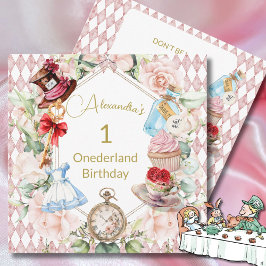 1. Geburtstag Alice im Wunderland Blumenplatz Einladung