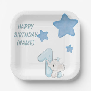 1. Geburtstag (Anpassbarer Text und Name) Pappteller