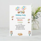 1. Geburtstag Aquarellkuchen Einladung (Stehend Vorderseite)