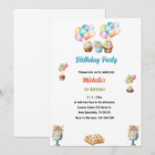 1. Geburtstag Aquarellkuchen Einladung (Vorne/Hinten)