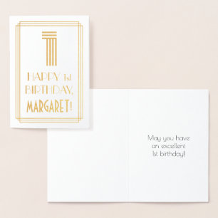 1. Geburtstag - Art Deco Inspiriert Look "1 & Name Folienkarte