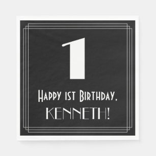 1. Geburtstag ~ Art Deco Inspiriert Look "1", Name Serviette