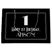 1. Geburtstag: Art Deco Inspiriert Stil "1", Name Große Geschenktüte (Vorderseite)