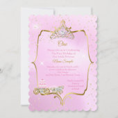 1. Geburtstag Aschenputtel Pink Wagenkuchen Einladung (Vorderseite)