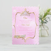 1. Geburtstag Aschenputtel Pink Wagenkuchen Einladung (Stehend Vorderseite)