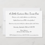 1. Geburtstag Atelier Black & White Style Einladung (Rückseite)