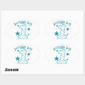 1. Geburtstag Baby Boy Stars Ovaler Aufkleber (Blatt)