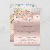 1. Geburtstag Baby Dusche Elephant Gold Confetti Einladung (Vorne/Hinten)