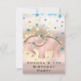 1. Geburtstag Baby Dusche Elephant Gold Confetti Einladung