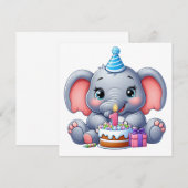 1. Geburtstag Baby Elefant Einladung (Vorne/Hinten)