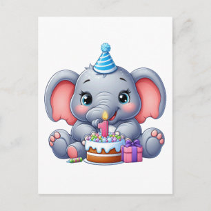 1. Geburtstag Baby Elefant Feiertagspostkarte