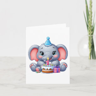 1. Geburtstag Baby Elefant Karte