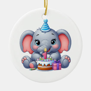 1. Geburtstag Baby Elefant Keramik Ornament