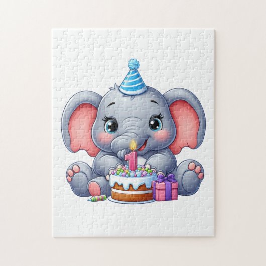 1. Geburtstag Baby Elefant Puzzle (Vertikal)