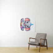 1. Geburtstag Baby Elefant Wandteppich (Beispiel (Horizontal))