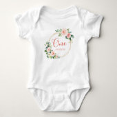 1. Geburtstag Baby GIrl Blush Pink Floral Baby Strampler (Vorderseite)