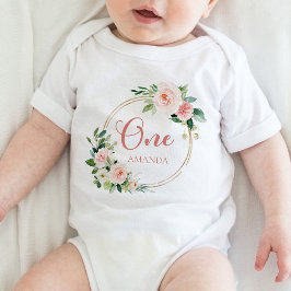 1. Geburtstag Baby GIrl Blush Pink Floral Strampler