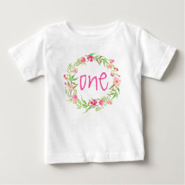 1. Geburtstag Baby Girl Watercolor Blumenstrauß T-shirt