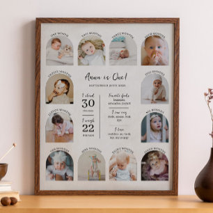1. Geburtstag Baby-Meilenstein-Schild mit Bögen-Fo Poster