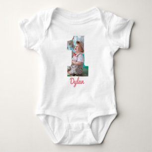 1. GEBURTSTAG BABY SCHLIESSEN CUSTOM-FOTO STRAMPLER