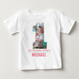 1. GEBURTSTAG BABY SCHLIESSEN CUSTOM-FOTO T-SHIRT