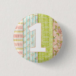 1. Geburtstag Baby Shabby Chic Rose Hütte Wood Button
