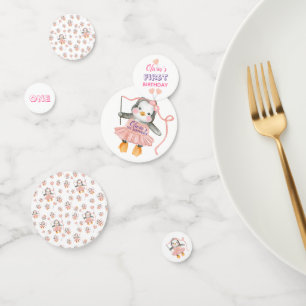 1. Geburtstag Ballerina Pinguin Pink Personalisier Konfetti