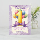 1. Geburtstag Ballon Thema Einladung (Stehend Vorderseite)