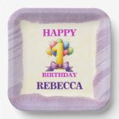 1. Geburtstag Ballon Thema Party-Platte Pappteller (Vorderseite)