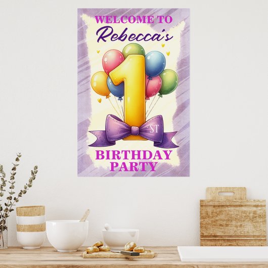 1. Geburtstag Ballon Thema Poster (Küche)