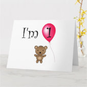 1. Geburtstag Bär Roter Ballon Karte (Gelbe Blume)
