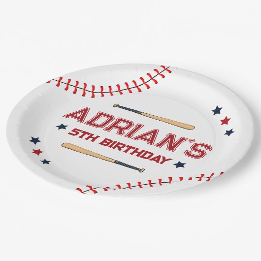 1. Geburtstag Baseball Pappteller (Schrägansicht)
