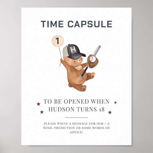 1. Geburtstag Baseballbär - Time Capsule Poster (Vorne)