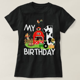 1. Geburtstag Bauernhof Traktor Schwein Pferd Kuh T-Shirt