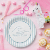 1. Geburtstag Beach Club Individuelle Name Stripe  Pappteller (Party)