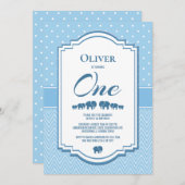 1. Geburtstag Blaue Elefanten Einladung (Vorne/Hinten)