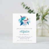 1. Geburtstag Blaues Aquarellhai Einladung (Stehend Vorderseite)