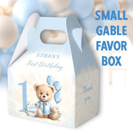 1. Geburtstag Blue Beige Teddy Bear Number Geschenkschachtel