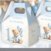 1. Geburtstag Blue Beige Teddy Bear Number Geschenkschachtel