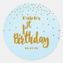 1. Geburtstag Blue & Gold Foil Confetti Dot Sticke